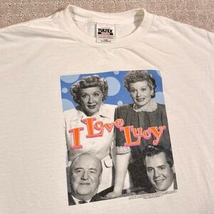 Vintage 90s I Love Lucy Shirt Large White Nostalgia TV Show CBS Worldwide Promo